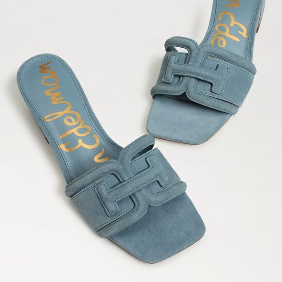 NEW SAM EDELMAN Women’s Waylon Leather Slide Sandals – Blue, Size 6.5 - Picture 7 of 7